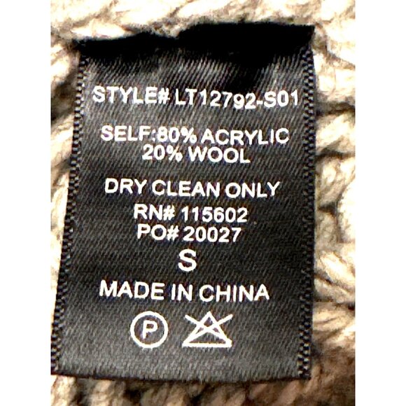 LUSH Small Oatmeal Chunky Turtleneck Sweater Cropped Textured Ribbed Cozier Warm - Picture 10 of 11